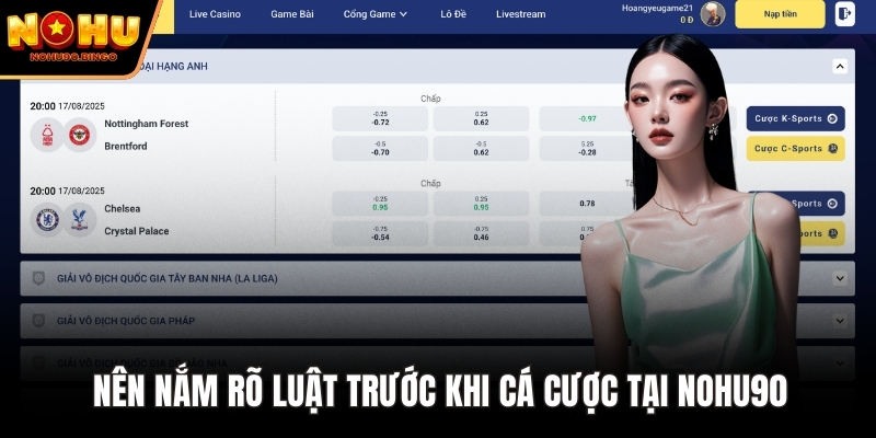 Nên nắm rõ luật trước khi cá cược tại nohu90
